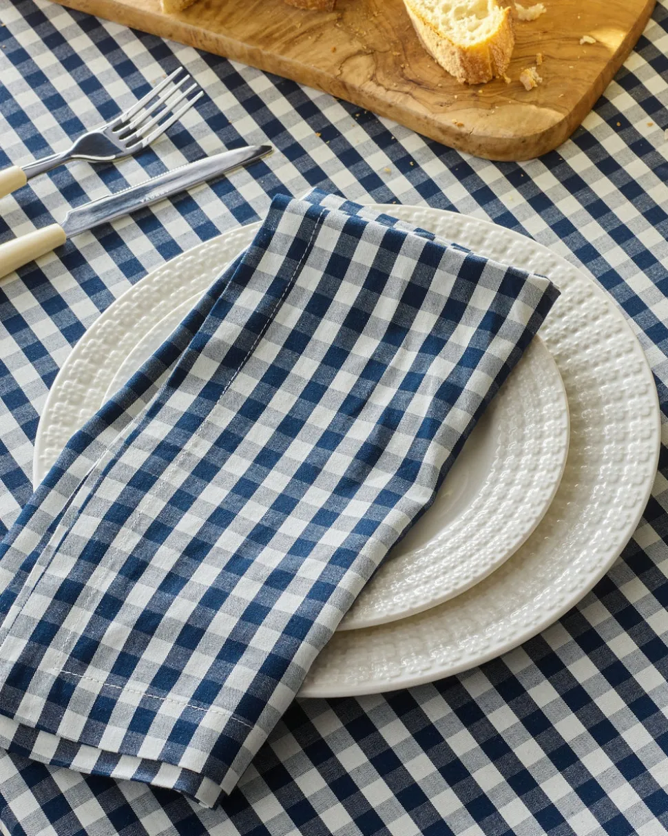 Signature Twill Napkins in Navy French Ticking, Set of 4