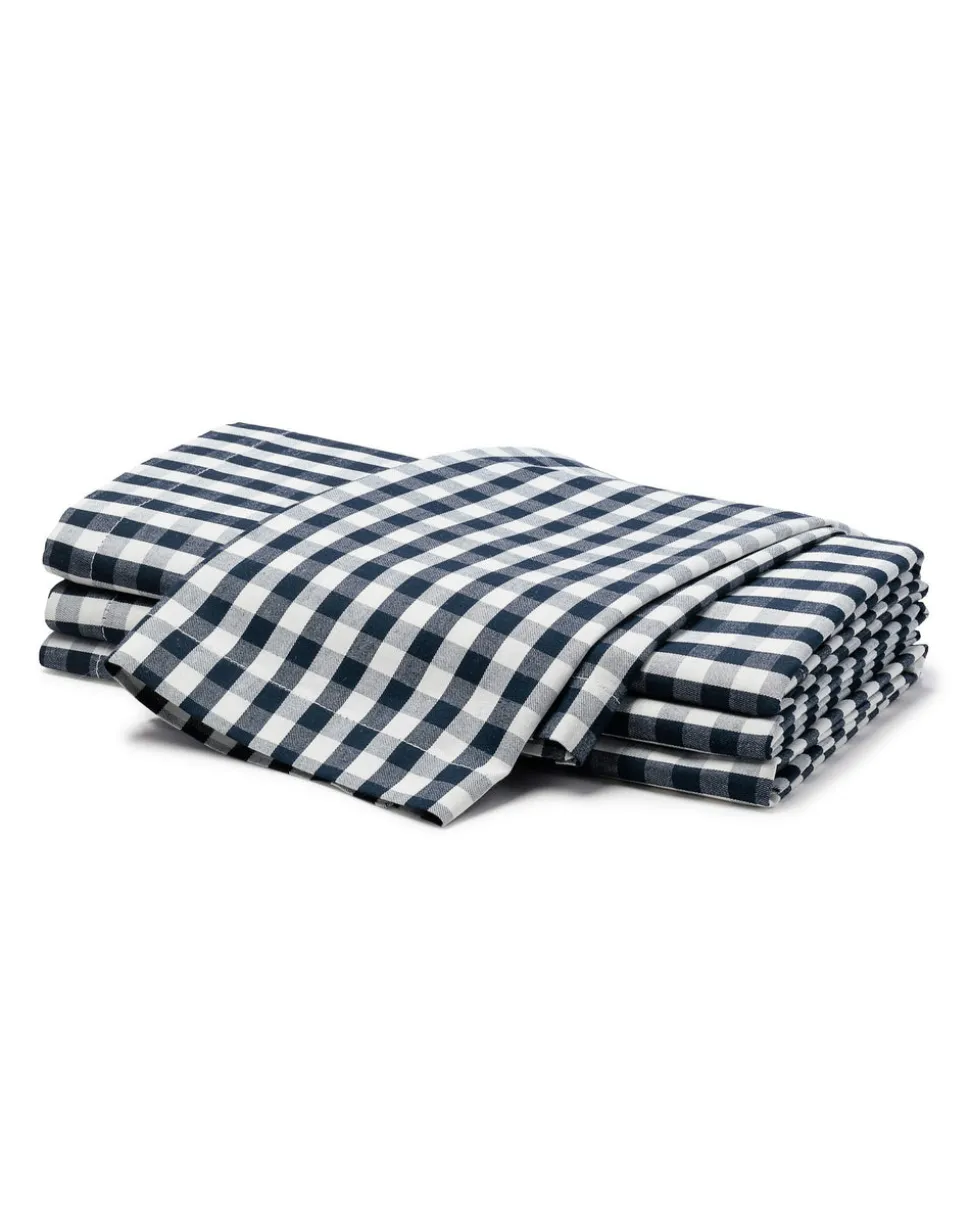 Signature Twill Napkins in Navy French Ticking, Set of 4