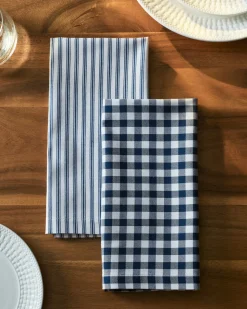 Signature Twill Napkins in Navy Gingham, Set of 4