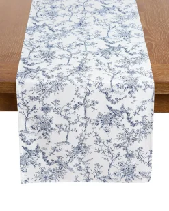 Signature Twill Runner in Navy French Ticking