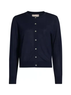 Silk Blend Cardigan in Navy