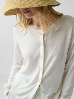 Silk Blend Cardigan in White