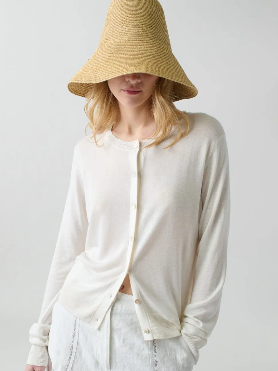 Silk Blend Cardigan in White