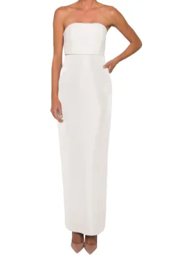 Silk Faille Column Skirt in White