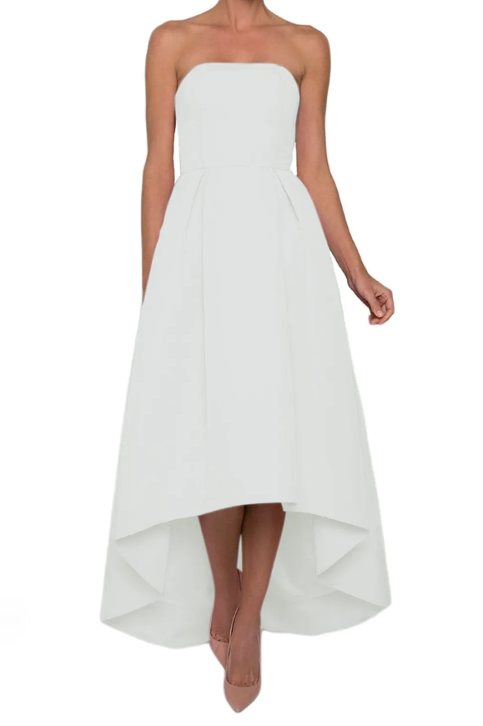 Silk Faille Strapless High-Low Gown White