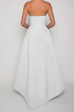 Silk Faille Twisted Bow High-Low Gown