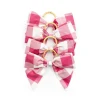 Silk Farmhouse Gingham Napkin Rings in Pink, Set of 4