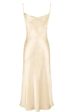 Silk '90s Style Maxi Slip Dress in Pearl White