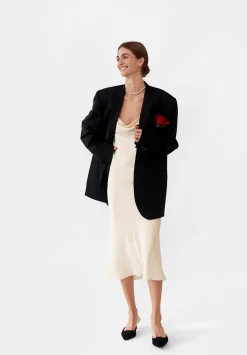 Silk '90s Style Maxi Slip Dress in Pearl White