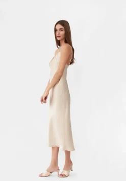 Silk '90s Style Maxi Slip Dress in Pearl White