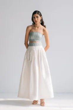 Silk Taffeta Yass Skirt in Off-White