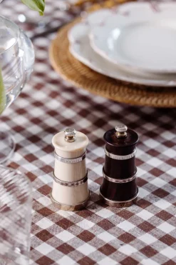 Silver Ivorine Salt & Rosewood Pepper Mill Set