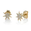 Single Star Earrings with White Pavé Diamonds