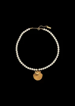 Siren Necklace in Gold Pearl