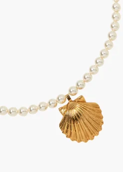 Siren Necklace in Gold Pearl