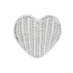 Sisal Heart Wicker Straw Clutch Bag in White