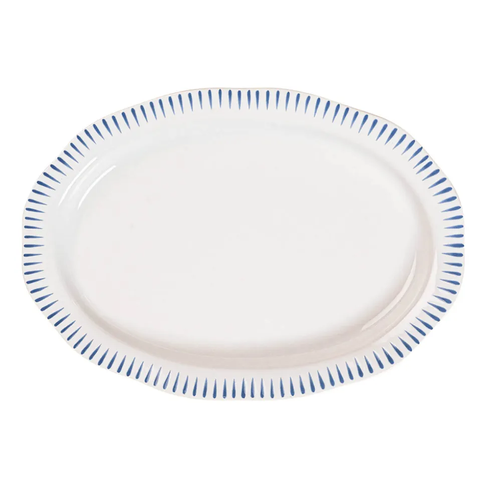 Sitio Stripe 17" Serving Platter in Delft Blue