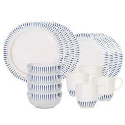 Sitio Stripe 16-Piece Place Setting in Delft Blue
