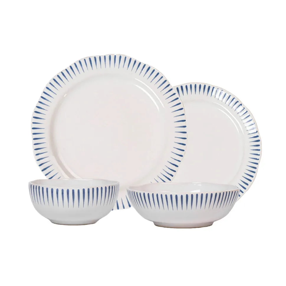 Sitio Stripe 4-Piece Place Setting in Delft Blue
