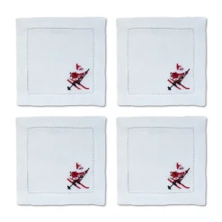 Skiing Santa Cocktail Napkins, Set of 4