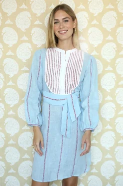 Sky Burgundy Greer Mini Shirtdress