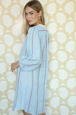Sky Burgundy Greer Mini Shirtdress