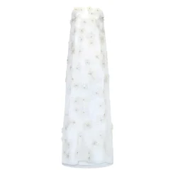 Skye Gown in White Organza with 3D Appliqué