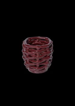 Small Burgundy Basketweave Planter