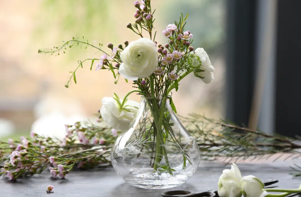 Small Crystal Vase with Fern Design