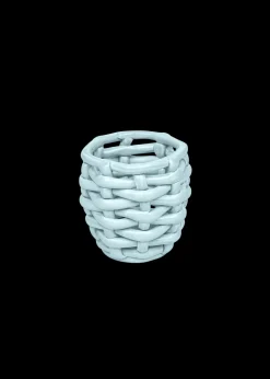 Small Sky Blue Basketweave Planter