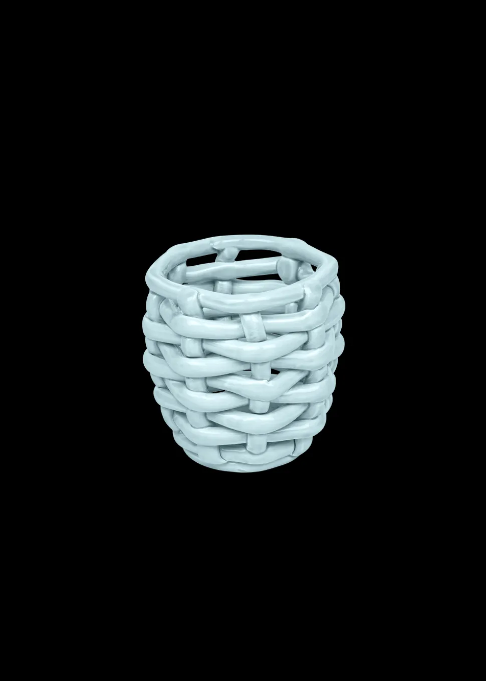 Small Sky Blue Basketweave Planter