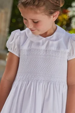 Smocked Emery Dress in White