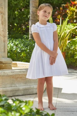 Smocked Emery Dress in White