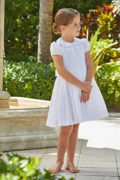 Smocked Emery Dress in White