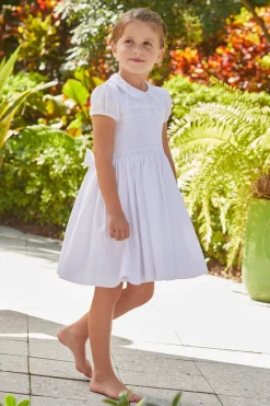 Smocked Emery Dress in White