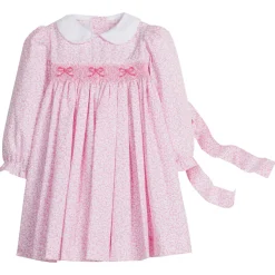 Smocked Natalie Dress in Pink Vinings