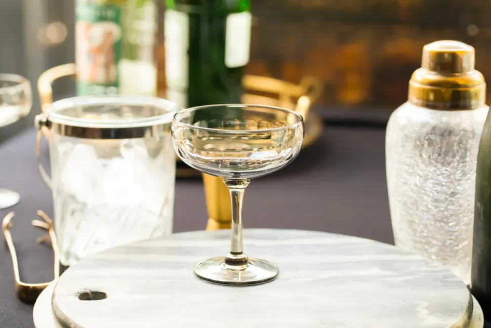 Smoky Cocktail Glasses With Lens Design, Set of 4