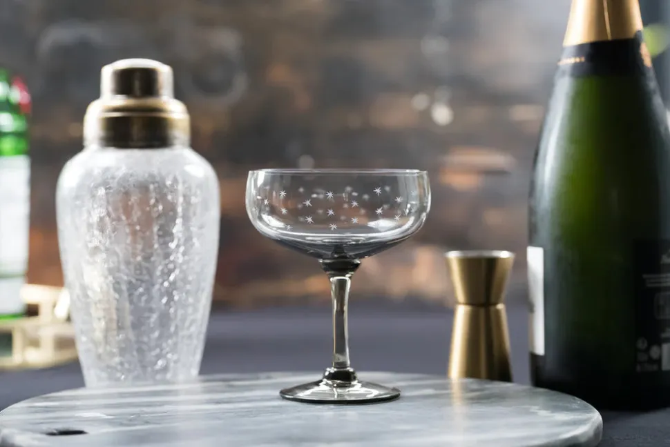Smoky Cocktail Glasses With Stars Design, Set of 4