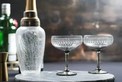 Smoky Cocktail Glasses With Ovals Design, Set of 4