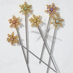 Snowflake Cocktail Picks in Pastel