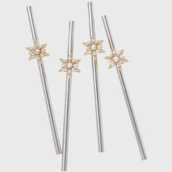 Snowflake Metal Cocktail Straws