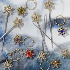Snowflake Wine Charms in Jewel Tones