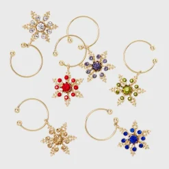 Snowflake Wine Charms in Jewel Tones