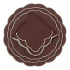 Sofia Linen Brown Napkin with Fern Green Embroidery