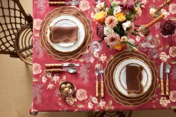 Sofia Linen Tabac Napkin with Marigold Embroidery