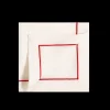 Soft Linen Cord Embroidered Dinner Napkin in White with Feu