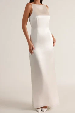 Soie V-Back Slip Gown in Ivory