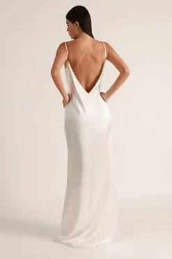 Soie V-Back Slip Gown in Ivory