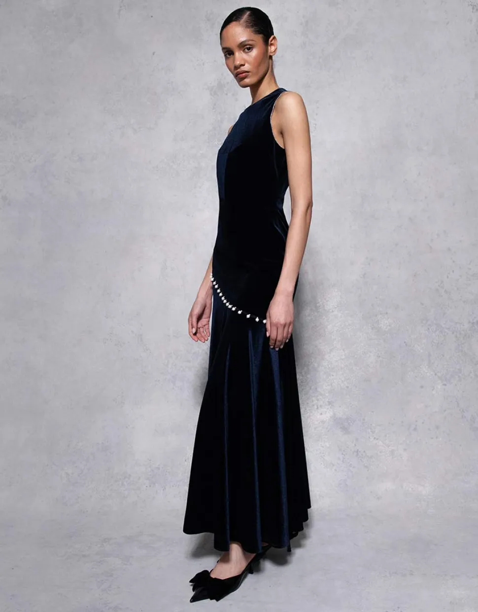 Sole Velvet Maxi Dress in Navy