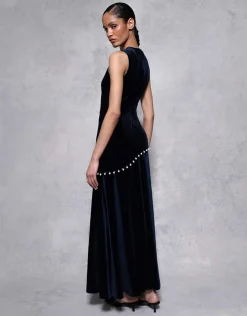 Sole Velvet Maxi Dress in Navy